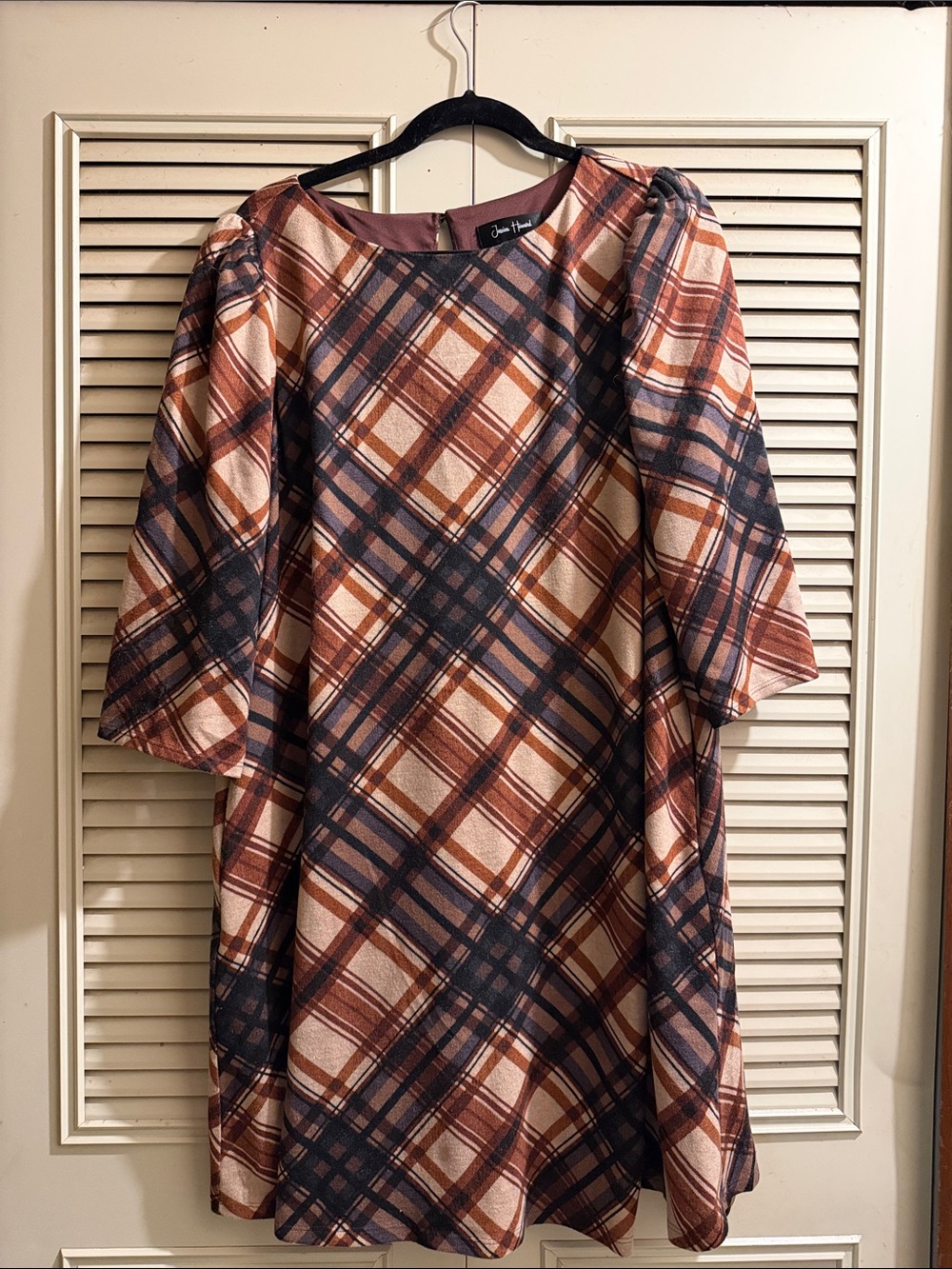 Jessica Howard Rust and Navy Plaid Tunic